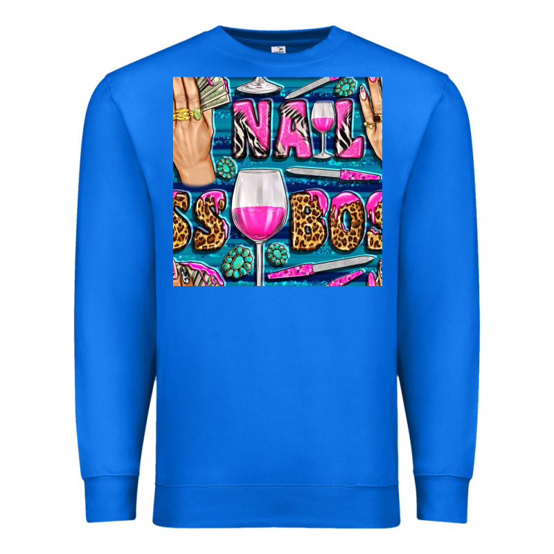 Nail Boss Money Hand And Wine With Gemstone Leopard And Zebra Seamless Premium Sweatshirt by BundleAndBundleShop | Teevron