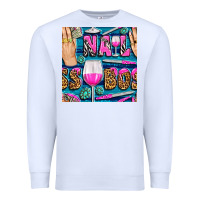 White nail boss money hand and wine with gemstone leopard and zebra seamless Premium Sweatshirt - BundleAndBundleShop