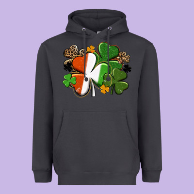 Irish Flag Shamrock St. Patricks Day Heavyweight Hoodie Designed By Fadigitalartstudio
