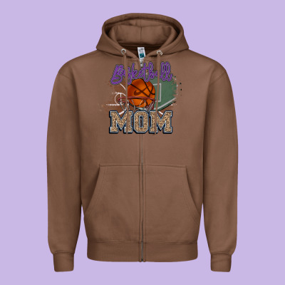 Basketball Mom Zipper Hoodie Designed By Howdyjamesfarm