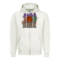 Oatmeal Heather Basketball Mom Zipper Hoodie - HowdyJamesFarm