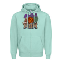 Seafoam Basketball Mom Zipper Hoodie - HowdyJamesFarm