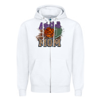 White Basketball Mom Zipper Hoodie - HowdyJamesFarm