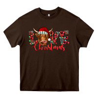 Chocolate Brown love christmas highland cow and turquoise gemstone Heavy Core Tee - Jasminsmagicworld