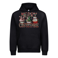 Black Merry Christmas Urban Hoodie - CowhideDigitalArt