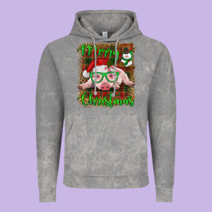 Merry Christmas Baby Pig Vintage Hoodie Designed By Ranaportraitstore