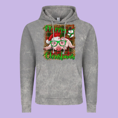Merry Christmas Baby Pig Vintage Hoodie Designed By Ranaportraitstore