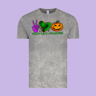 Peace Love Halloween Vintage Tee Designed By Bundleandbundleshop