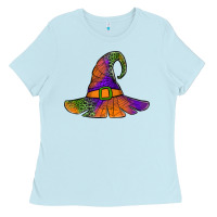 Baby Blue Spider Web Witch Hat Ladies Tee - Jasminsmagicworld