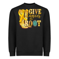 Black Give Cancer the boot Childhood Cancer Heavyweight Sweatshirt - NancyCooperArtShop