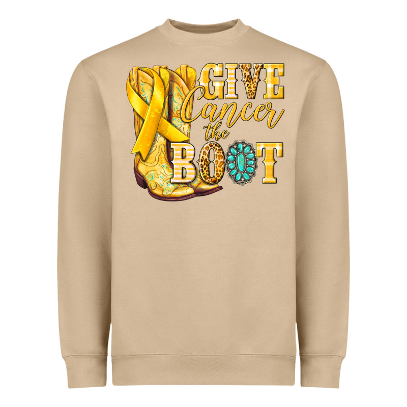 Give Cancer The Boot Childhood Cancer Heavyweight Sweatshirt by NancyCooperArtShop | Teevron