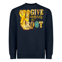 Navy Give Cancer the boot Childhood Cancer Heavyweight Sweatshirt - NancyCooperArtShop
