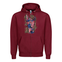Burgundy Freedom rock hand 4th of july Zipper Hoodie - CowGirlArtShop