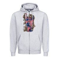 Heather Grey Freedom rock hand 4th of july Zipper Hoodie - CowGirlArtShop