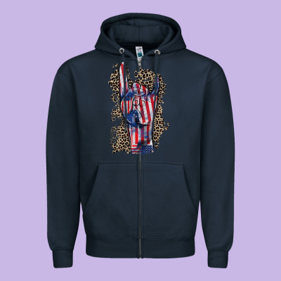 Freedom Rock Hand 4th Of July Zipper Hoodie Designed By Cowgirlartshop