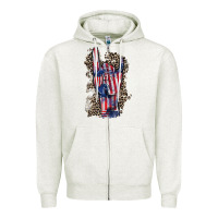 Oatmeal Heather Freedom rock hand 4th of july Zipper Hoodie - CowGirlArtShop