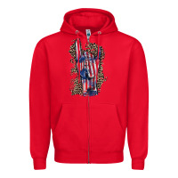 Red Freedom rock hand 4th of july Zipper Hoodie - CowGirlArtShop
