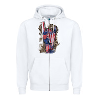 White Freedom rock hand 4th of july Zipper Hoodie - CowGirlArtShop