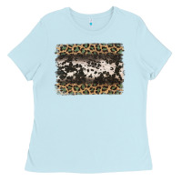 Baby Blue leopard cowhide pattern background Ladies Tee - Jasminsmagicworld
