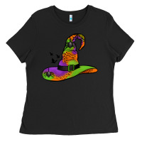 Black Witch Hat With Spiders Ladies Tee - Jasminsmagicworld