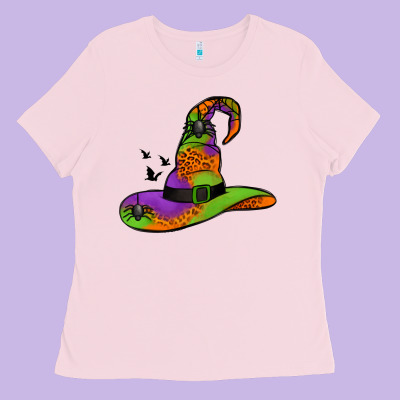 Witch Hat With Spiders Ladies Tee Designed By Jasminsmagicworld
