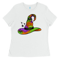 White Witch Hat With Spiders Ladies Tee - Jasminsmagicworld