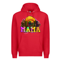 Red softball mama Premium Hoodie - OliviaCreatesArt