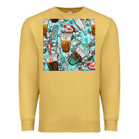 Antique Gold dentist coffee cups toothpaste and teeth with cowhide seamless pattern Premium Sweatshirt - BundleAndBundleShop