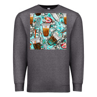 Charcoal Heather dentist coffee cups toothpaste and teeth with cowhide seamless pattern Premium Sweatshirt - BundleAndBundleShop