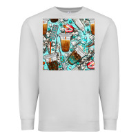 Dove Grey dentist coffee cups toothpaste and teeth with cowhide seamless pattern Premium Sweatshirt - BundleAndBundleShop