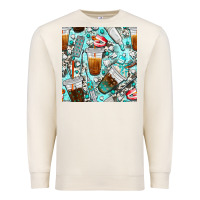 Sandshell dentist coffee cups toothpaste and teeth with cowhide seamless pattern Premium Sweatshirt - BundleAndBundleShop