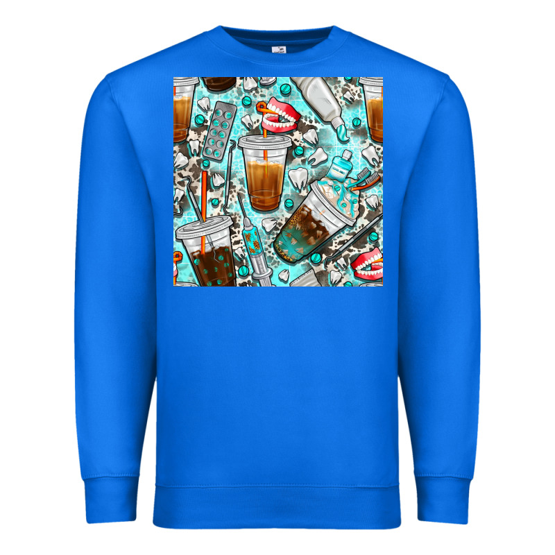 Dentist Coffee Cups Toothpaste And Teeth With Cowhide Seamless Pattern Premium Sweatshirt by BundleAndBundleShop | Teevron