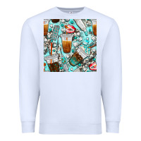 White dentist coffee cups toothpaste and teeth with cowhide seamless pattern Premium Sweatshirt - BundleAndBundleShop