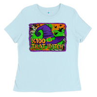 Baby Blue Witch's Hat 100 That Witch Ladies Tee - Jasminsmagicworld