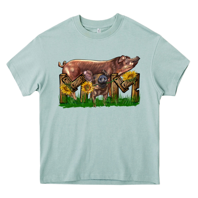 Western Mom With Duroc Pig And Baby Pig Heavy Core Tee by LillyAllenDesigns | Teevron