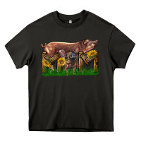 Asphalt Western Mom With Duroc Pig And Baby Pig Heavy Core Tee - LillyAllenDesigns