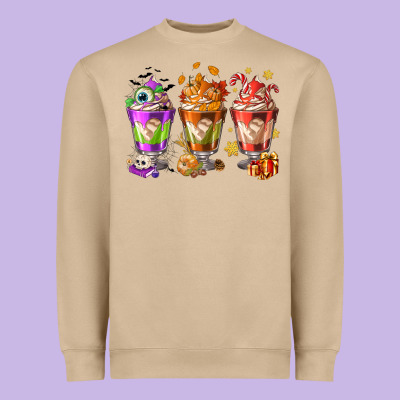 Hallothanksmas Coffee Cups Heavyweight Sweatshirt Designed By Nancycooperartshop