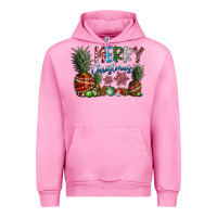 Fuchsia Pink Merry Christmas Urban Hoodie - CowhideDigitalArt