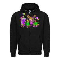 Black Mardi Gras coffee cups Zipper Hoodie - HowdyJamesFarm