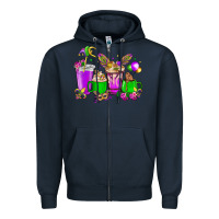 Navy Mardi Gras coffee cups Zipper Hoodie - HowdyJamesFarm