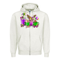 Oatmeal Heather Mardi Gras coffee cups Zipper Hoodie - HowdyJamesFarm