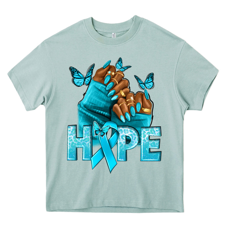 Hope Tealribbonovarian Cancer Nails Heavy Core Tee by NancyCooperArtShop | Teevron
