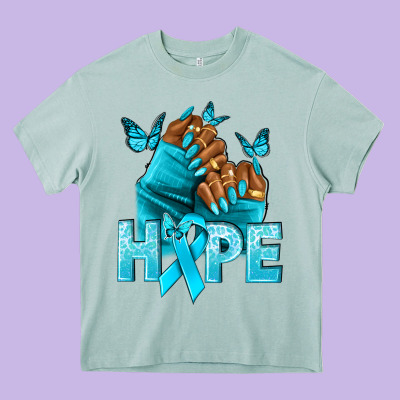 Hope Tealribbonovarian Cancer Nails Heavy Core Tee Designed By Nancycooperartshop