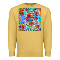 Antique Gold hippie coffee cups and flowers and peace seamless pattern bbs Premium Sweatshirt - BundleAndBundleShop