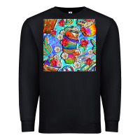 Black hippie coffee cups and flowers and peace seamless pattern bbs Premium Sweatshirt - BundleAndBundleShop