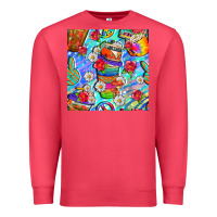 Cardinal hippie coffee cups and flowers and peace seamless pattern bbs Premium Sweatshirt - BundleAndBundleShop