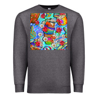 Charcoal Heather hippie coffee cups and flowers and peace seamless pattern bbs Premium Sweatshirt - BundleAndBundleShop