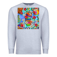 Heather Grey hippie coffee cups and flowers and peace seamless pattern bbs Premium Sweatshirt - BundleAndBundleShop