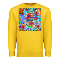Lemon hippie coffee cups and flowers and peace seamless pattern bbs Premium Sweatshirt - BundleAndBundleShop