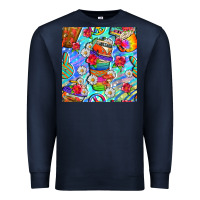Navy hippie coffee cups and flowers and peace seamless pattern bbs Premium Sweatshirt - BundleAndBundleShop
